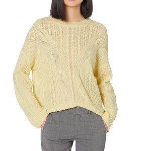 Vince Boxy Cropped Wool Cashmere Blend Sweater Large Crewneck Long Sleeves